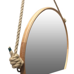 Деревянное овальное зеркало подвесное